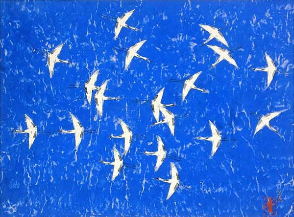 Thousand Cranes, lithograph by Seison MAEDA