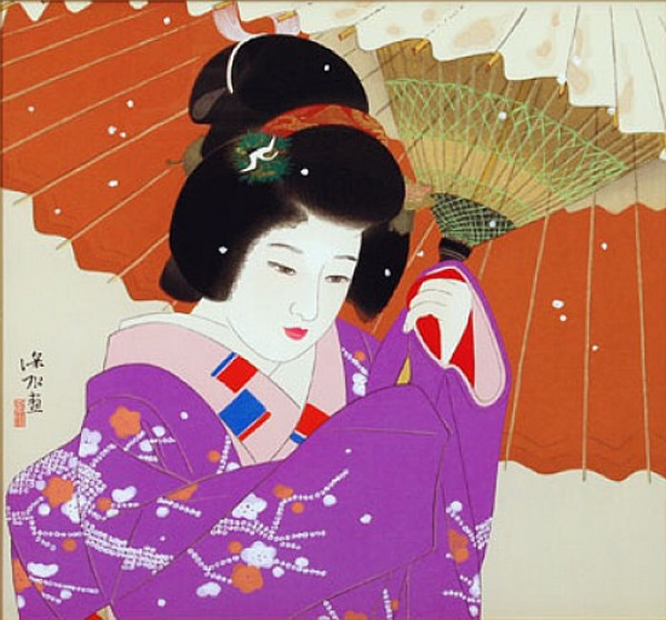 Snow, woodcut by Shinsui ITO