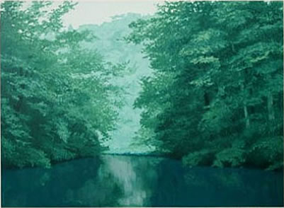 'Green Reflection' lithograph by Shoji HAMADA
