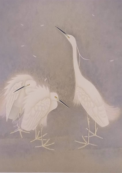 Japanese Egret paintings and prints by Shoko UEMURA