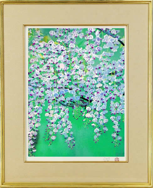 'Japanese Wisteria' lithograph by Taiji HAMADA