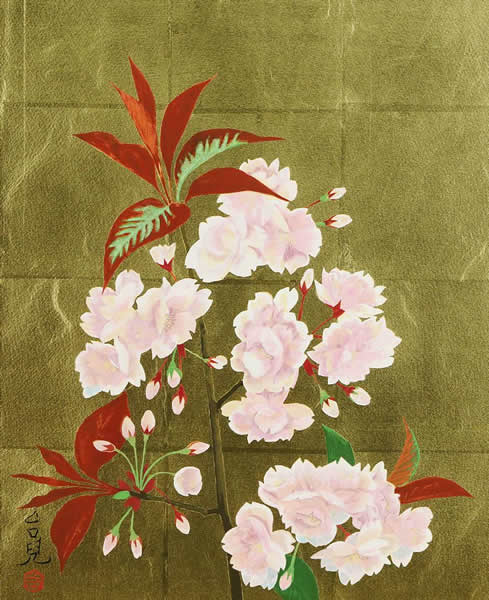 Cherry Blossom, lithograph by Taiji HAMADA