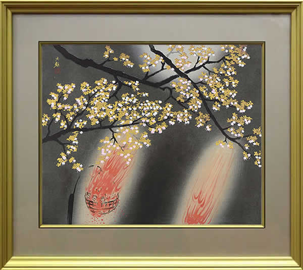 'Cherry Blossoms at Night' woodcut by Taikan YOKOYAMA