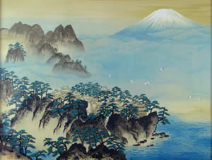 Mt. Houraisan, lithograph by Taikan YOKOYAMA