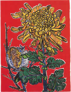 Chrysanthemum, lithograph by Tamako KATAOKA