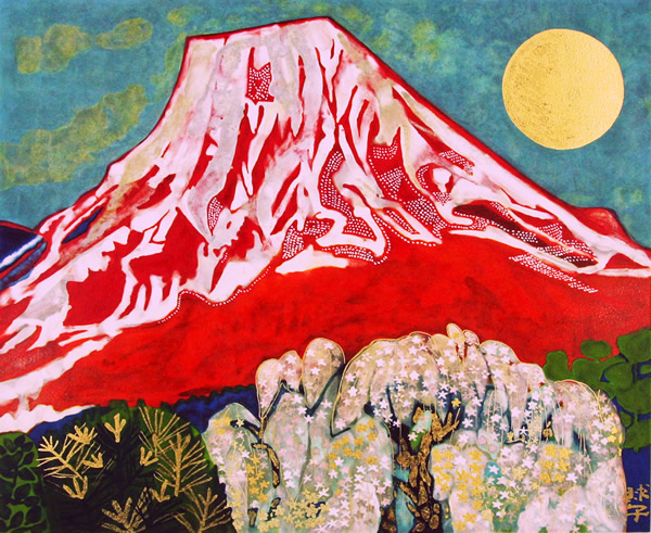 Mt. Fuji (2014), lithograph by Tamako KATAOKA