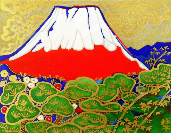 Auspicious Mount Fuji (2015), lithograph by Tamako KATAOKA