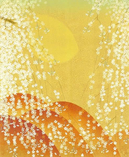 Weeping Cherry, lithograph by Tatsuya ISHIODORI