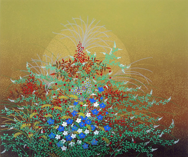 Autumn Flowers (1), lithograph by Tatsuya ISHIODORI