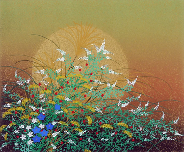 Autumn Flowers (2), lithograph by Tatsuya ISHIODORI