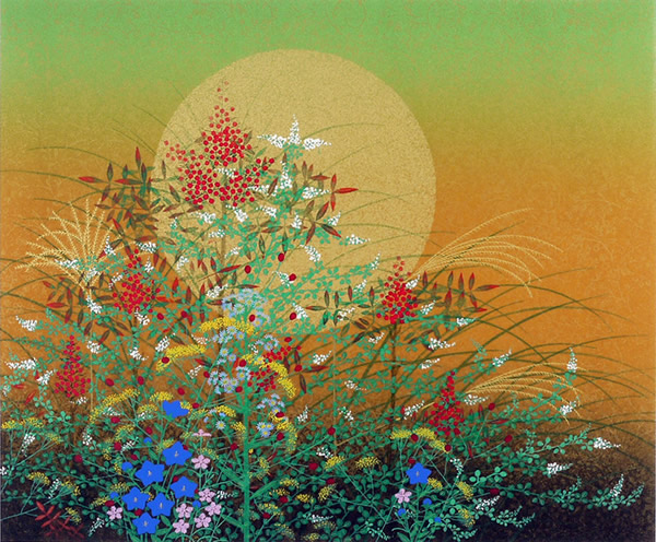 Autumn Flowers (3), lithograph by Tatsuya ISHIODORI