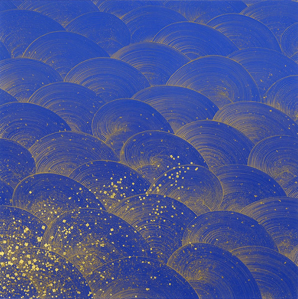 Blue Waves (gold), silkscreen by Tatsuya ISHIODORI