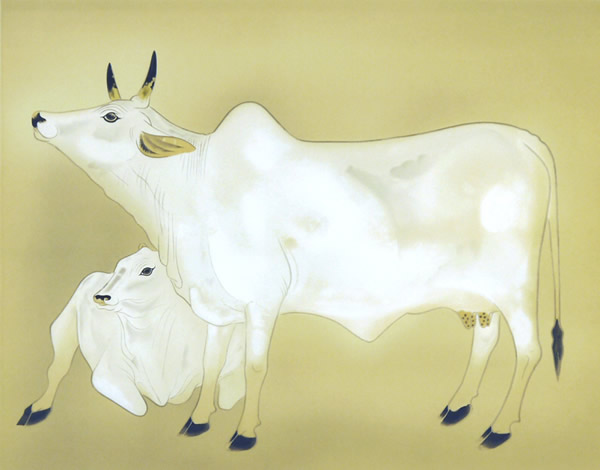Sacred Cow, lithograph by Togyu OKUMURA