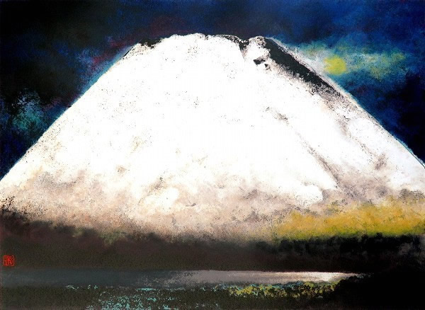 Snowy Fuji in Spring, lithograph by Toichi KATO