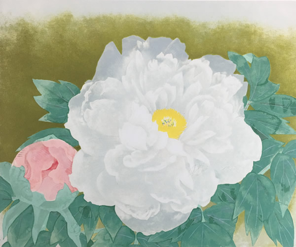 Peonies, lithograph by Toshio MATSUO