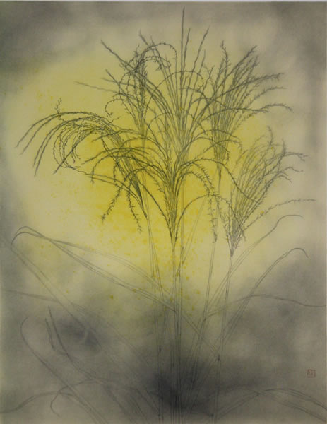 Japanese Pampas Grass, lithograph by Toshio TABUCHI