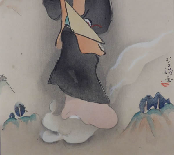 'Mountain Witch' woodcut by Usen OGAWA