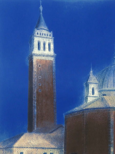'The Tower in Venice' lithograph by Yoshiteru NOMURA