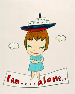 'I am alone' lithograph by Yoshitomo Nara