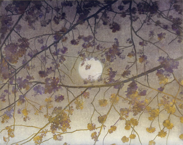 Flowers on the Moonlit Night, lithograph by Yuji TEZUKA