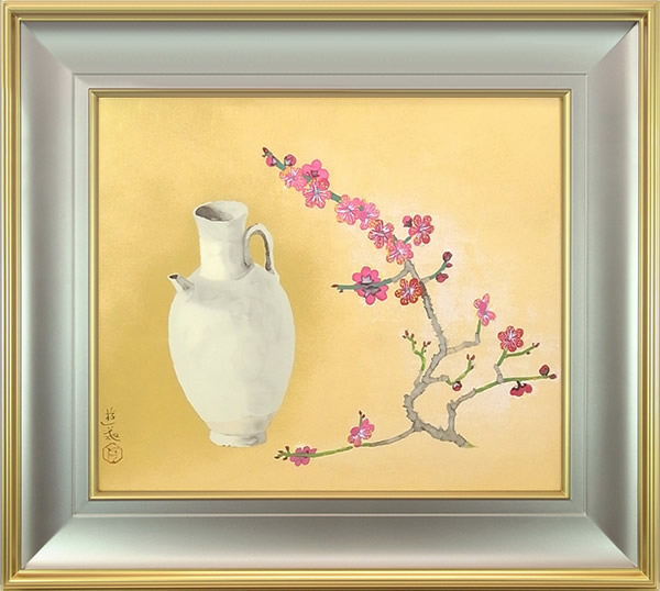 Frame of White Porcelain and Red Plum Blossom, by Yuki OGURA